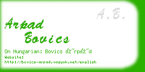 arpad bovics business card